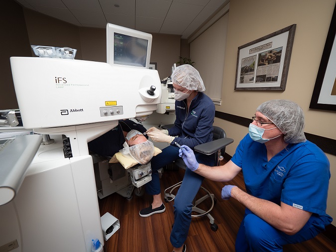 Eye procedure being done to patient