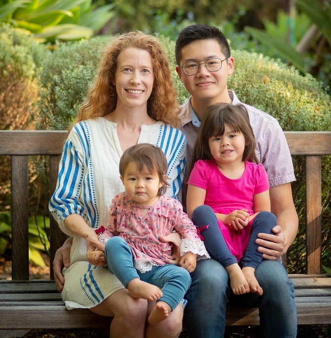 Drs. Justin Hwang and Caitlin Harris-Hwang with their children