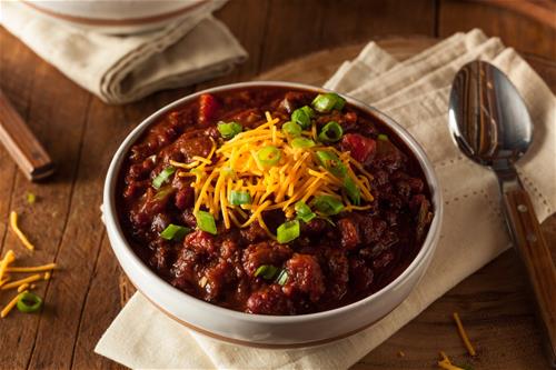Chili is a hearty balanced meal that can be satisfying for breakfast, lunch or dinner.