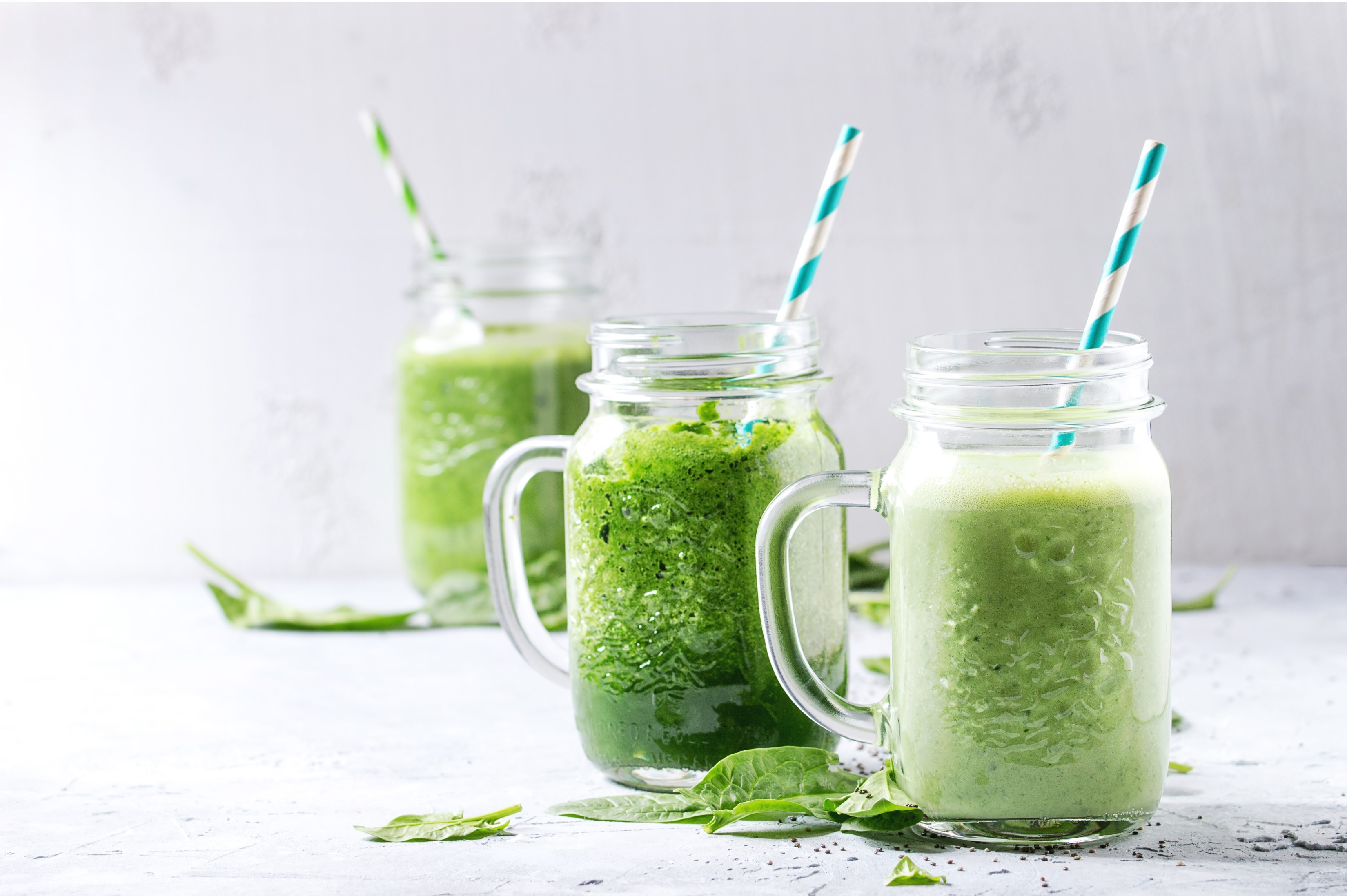 green smoothies in mason jars