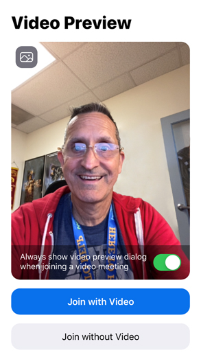 When asked to join with video, select Join with Video
